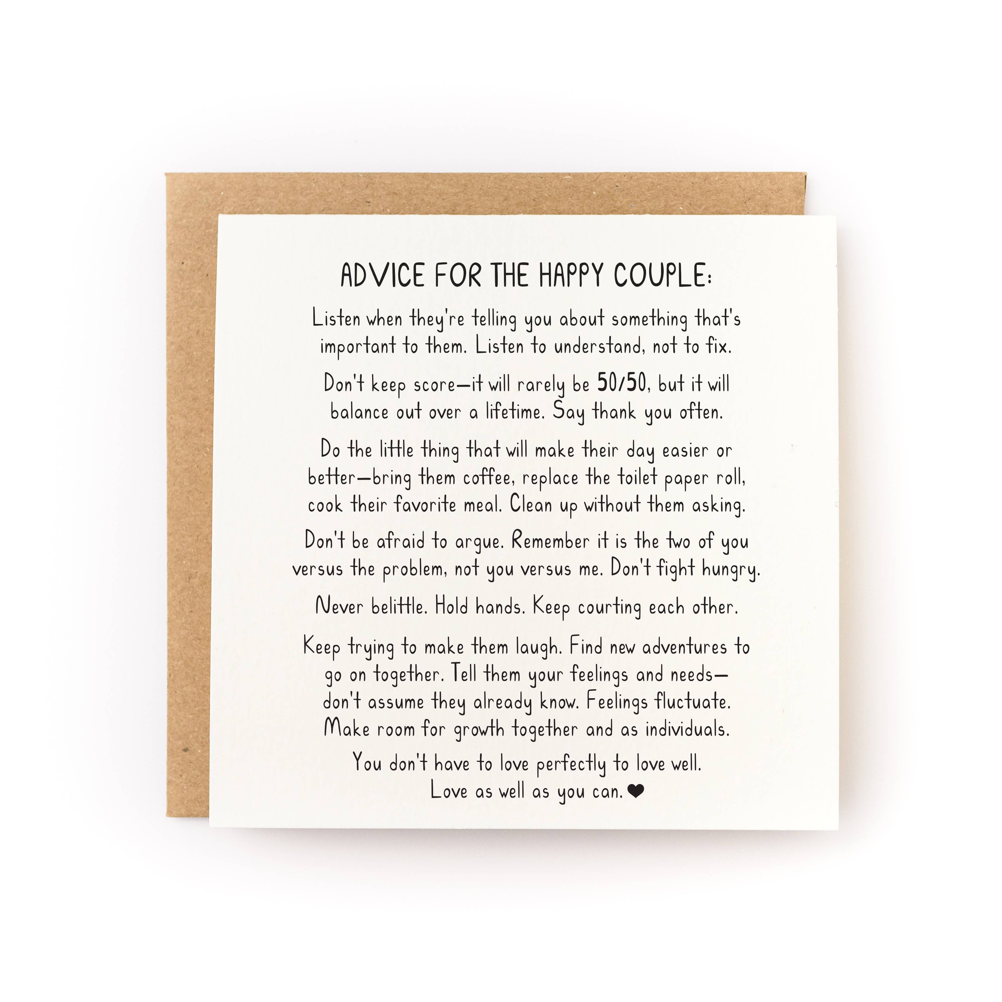 Advice for the Couple Wedding Card - DIGS
