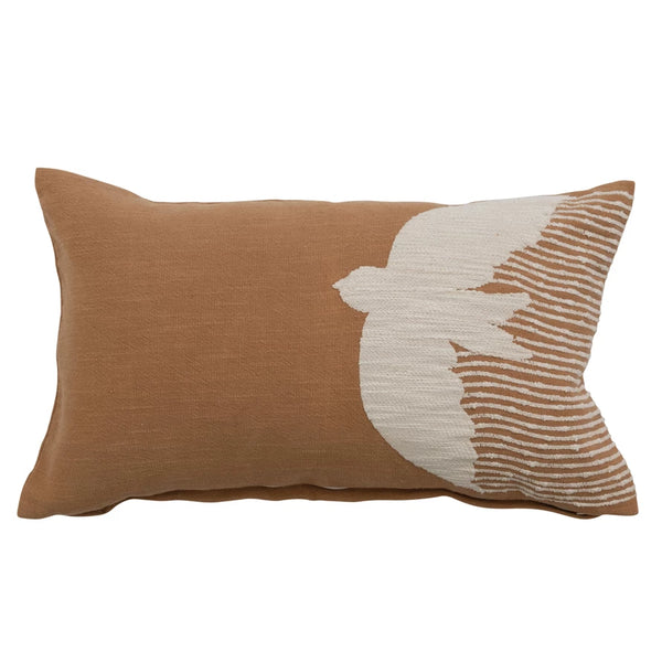 Embroidery Bird Lumbar Pillow