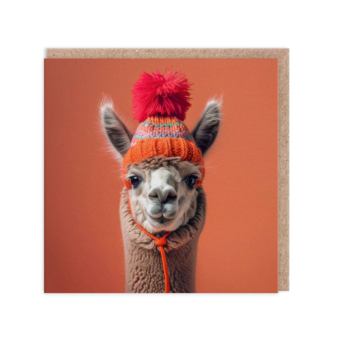 Alpaca in Pom Beanie Card - DIGS