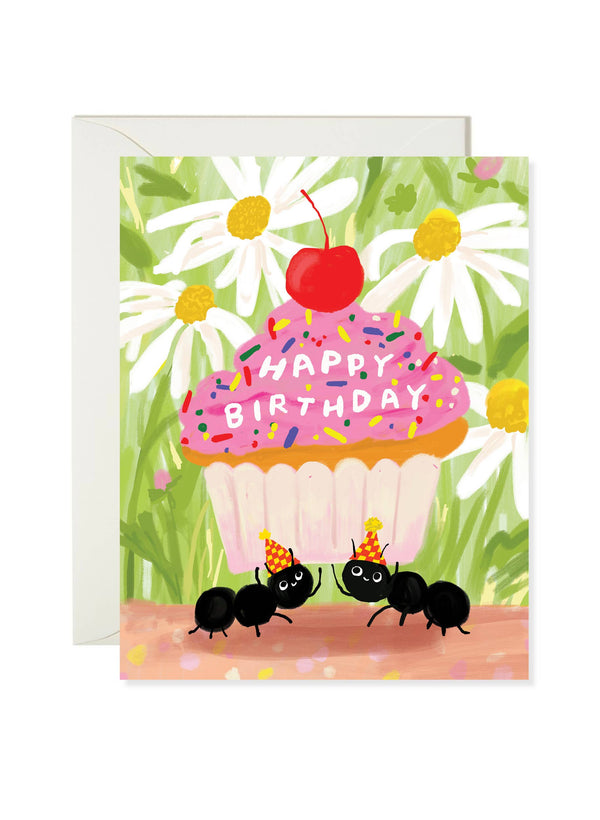 Ants Cupcake Birthday Card - DIGS