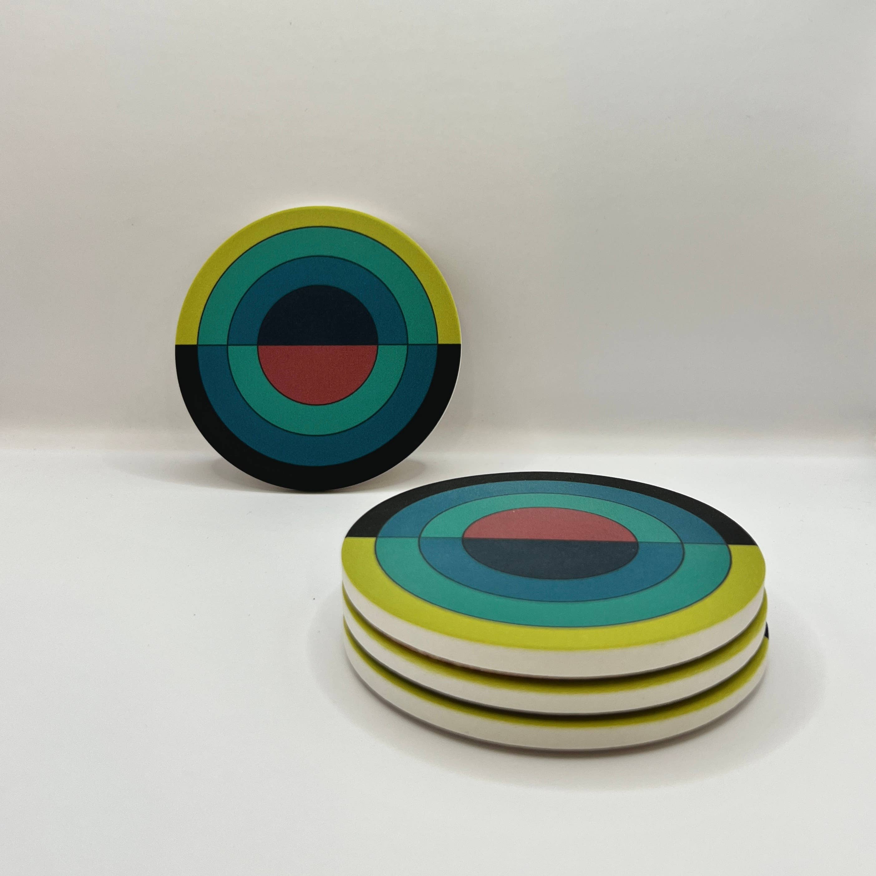 Arcs Absorbent Stone Coasters Set - DIGS