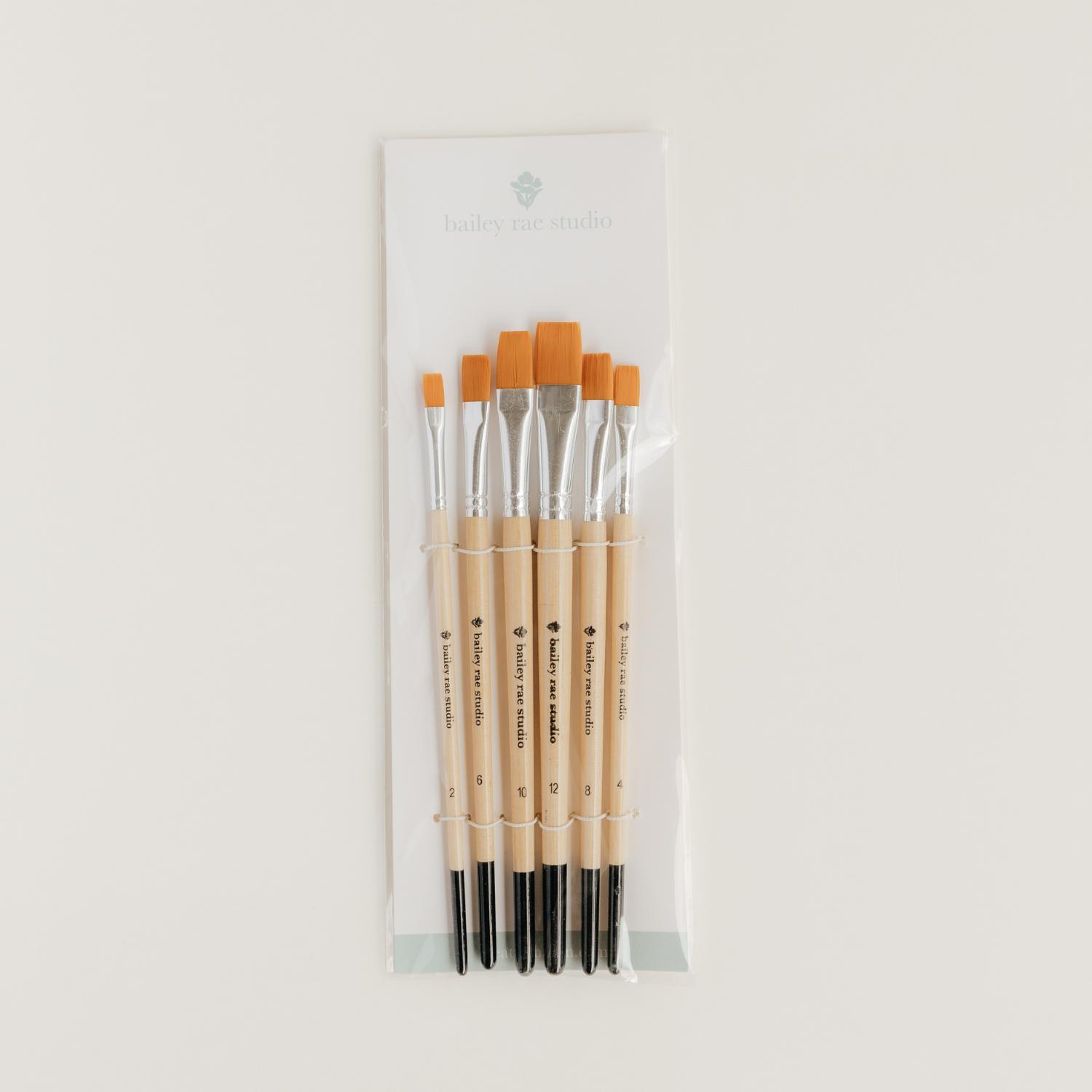 Flat Tip Watercolor Brush Set - 6pc
