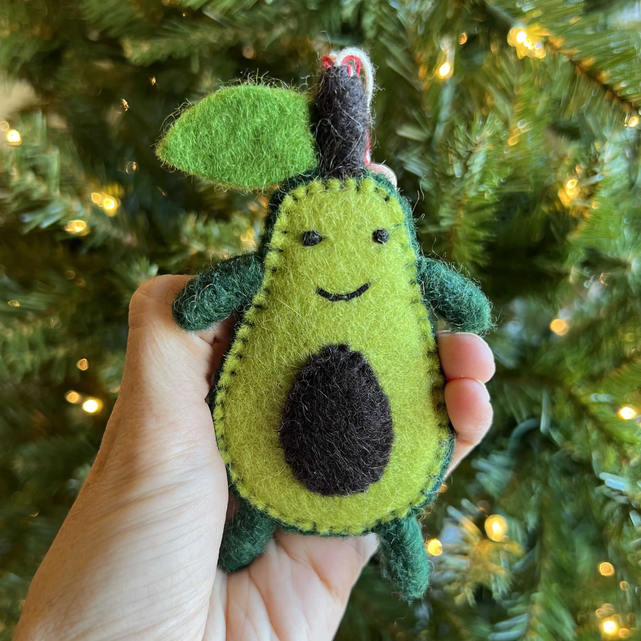 Happy Avocado Felt Wool Ornament