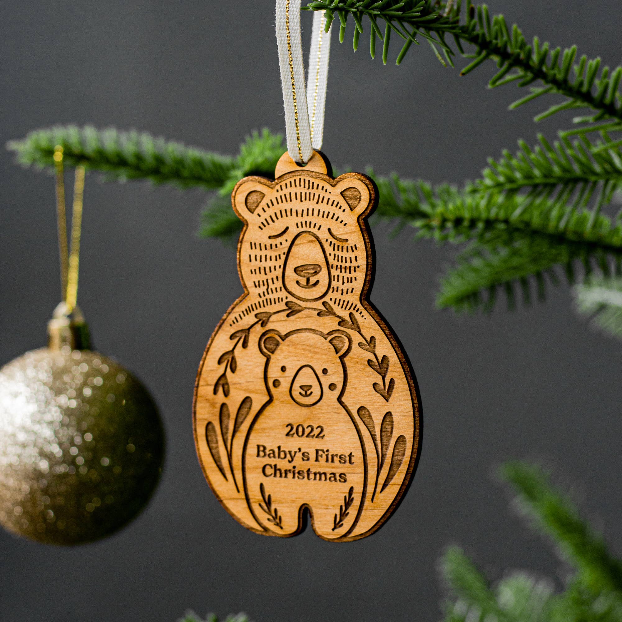 Baby Cub First Christmas Wood Ornament - DIGS