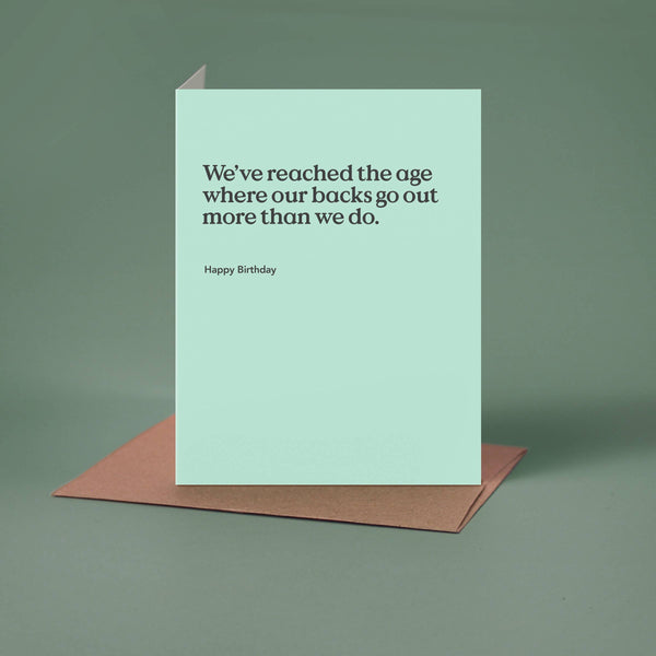 Backs Go Out Birthday Card - DIGS