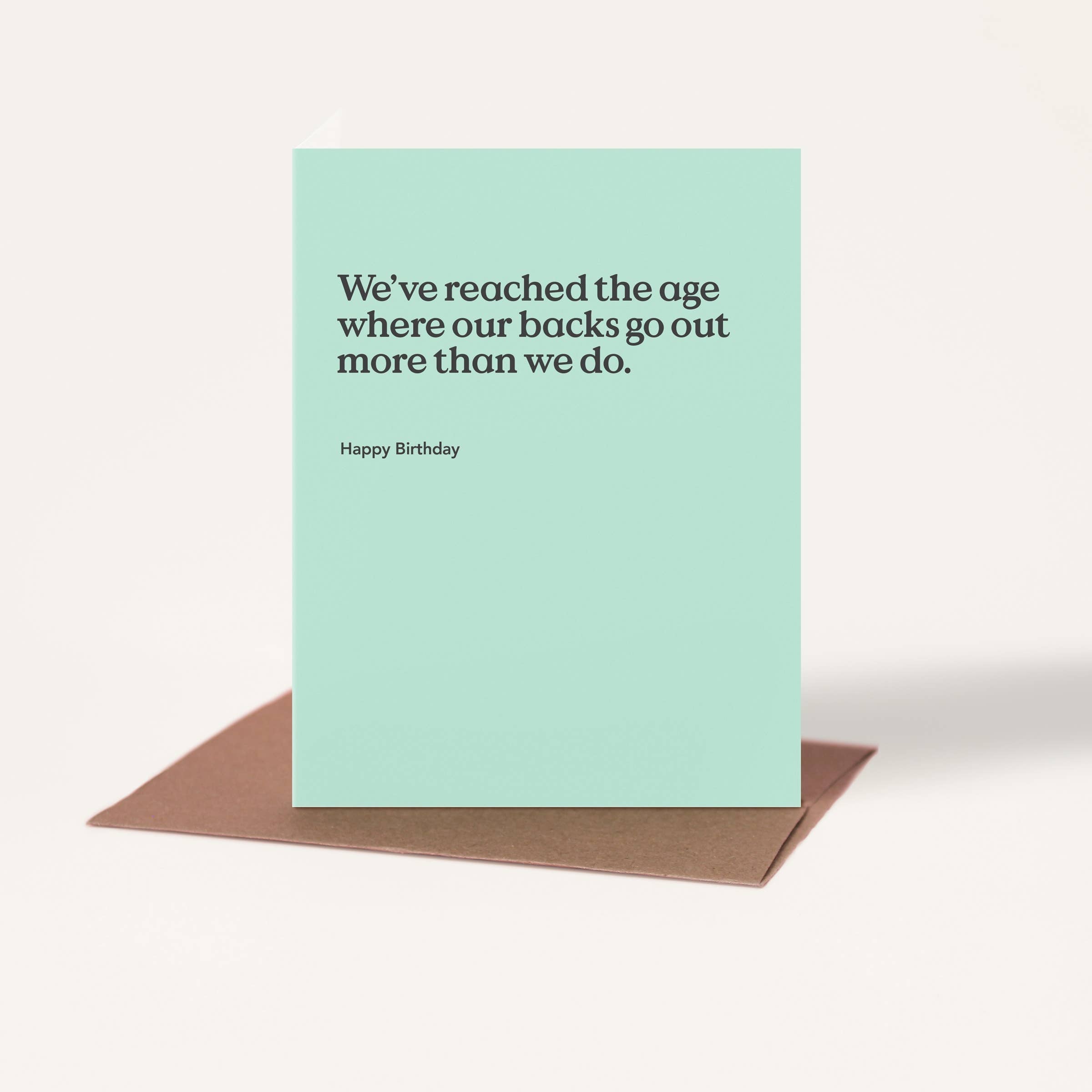 Backs Go Out Birthday Card - DIGS