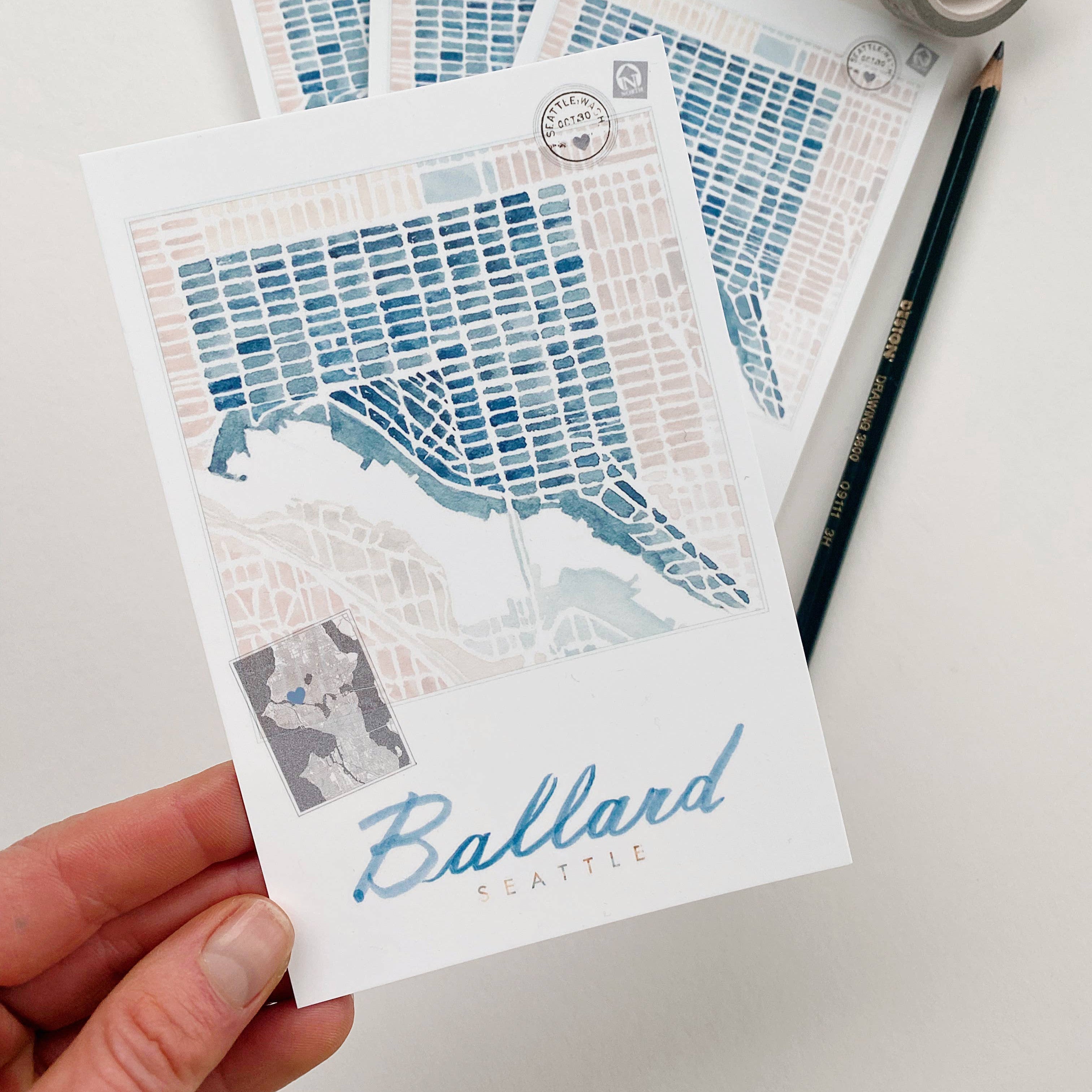 Ballard Neighborhood Map Postcard - DIGS