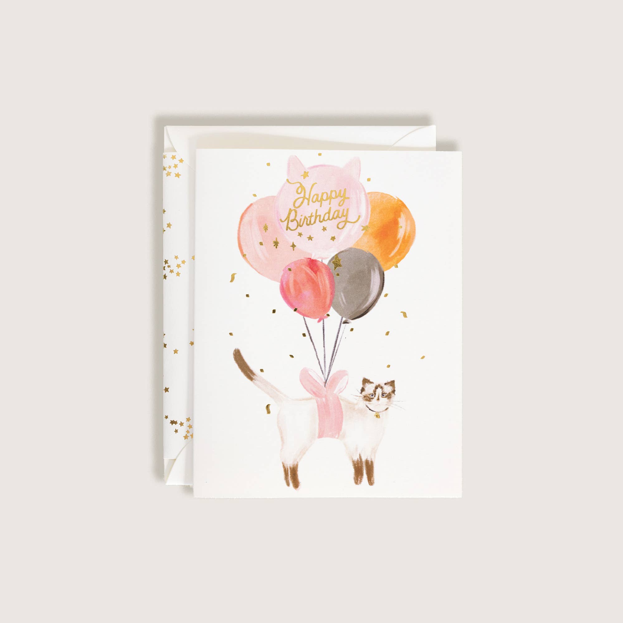 Balloon Cat Birthday Card - DIGS
