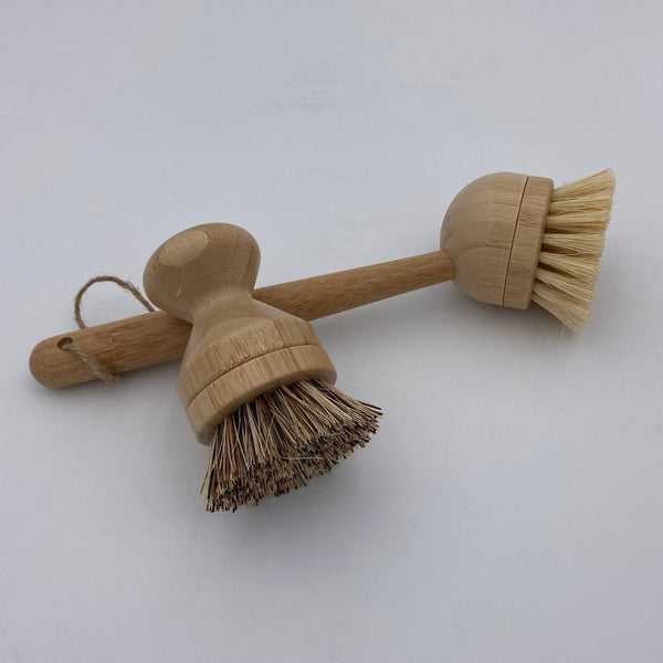 Bamboo Pot Scrubber with Replaceable Palm Fiber Head - DIGS