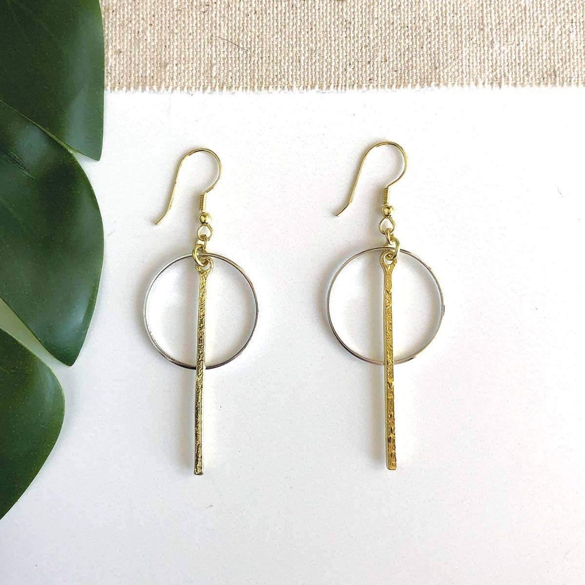 Bar Hoop Drop Earrings - DIGS