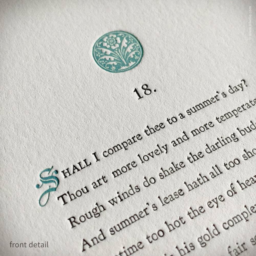 Shakespeare's 18th Sonnet Love Card