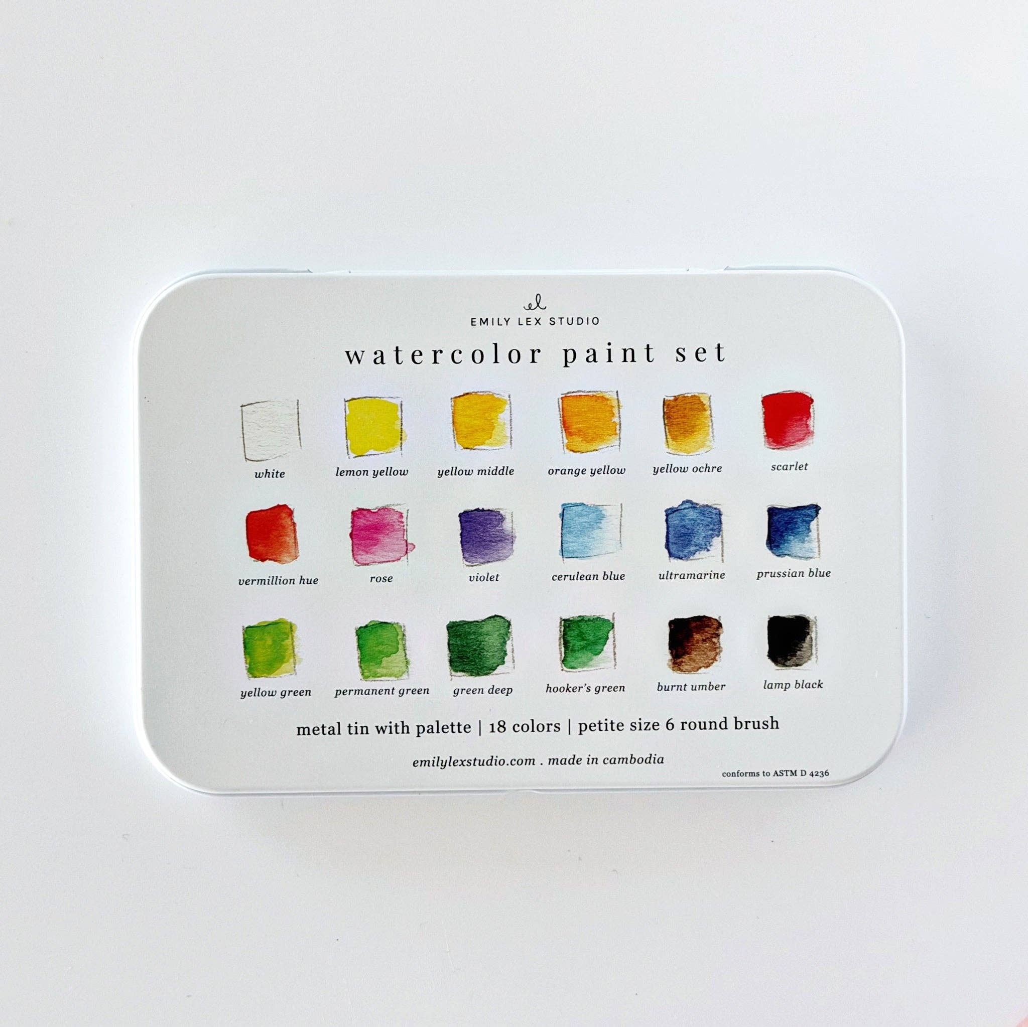 Watercolor Paint Set of 18 with Brush