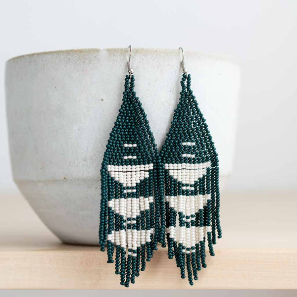 Beaded Fringe Earrings: Jade - DIGS