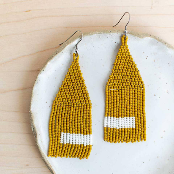 Beaded Fringe Earrings: Mostaza - DIGS