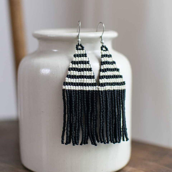 Beaded Fringe Earrings: Opuesta - DIGS