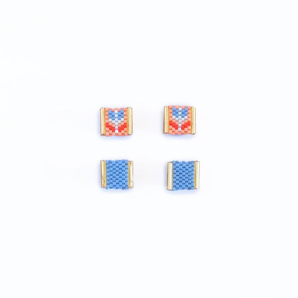 Beaded Tulip Stud Earrings (Cream/Tan) - DIGS