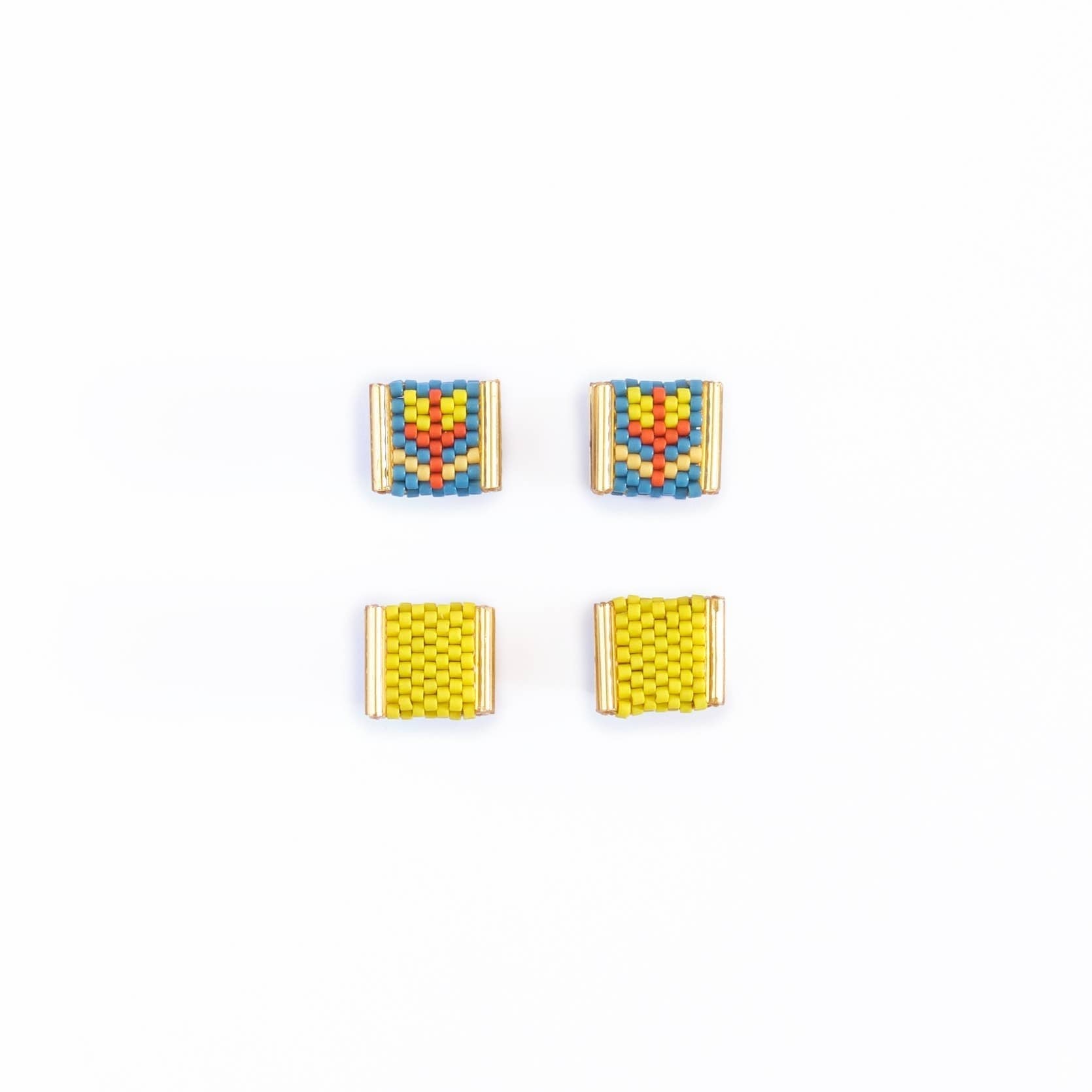 Beaded Tulip Stud Earrings (Cream/Tan) - DIGS
