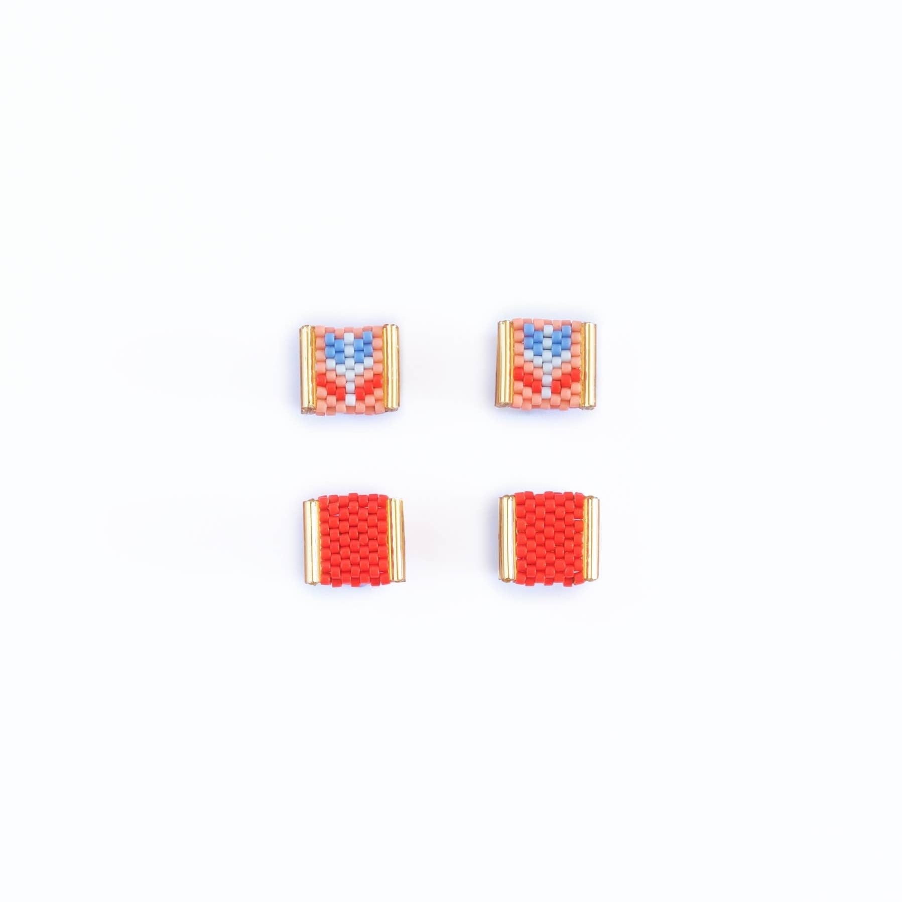 Beaded Tulip Stud Earrings (Cream/Tan) - DIGS