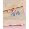Beaded Tulip Stud Earrings (Salmon/Periwinkle) - DIGS
