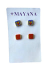 Beaded Tulip Stud Earrings (Salmon/Periwinkle) - DIGS