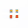 Beaded Tulip Stud Earrings (Teal/Rust) - DIGS