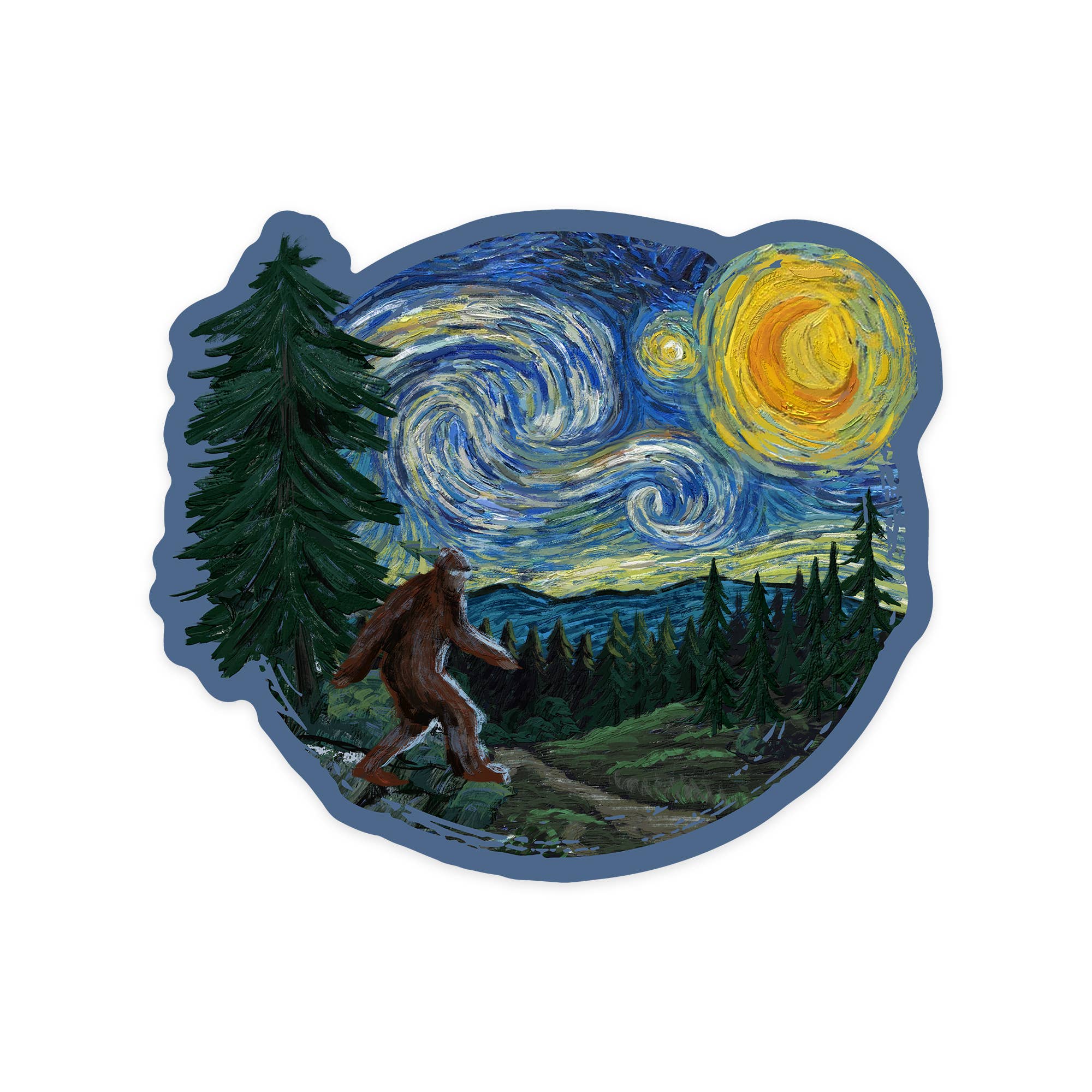 Bigfoot Starry Night PNW Sticker - DIGS