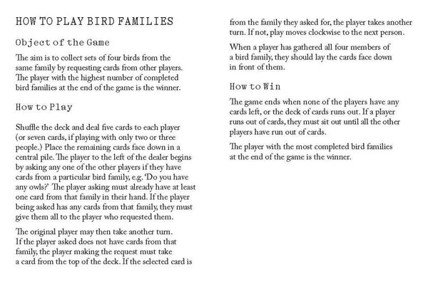 Bird Families Game - DIGS