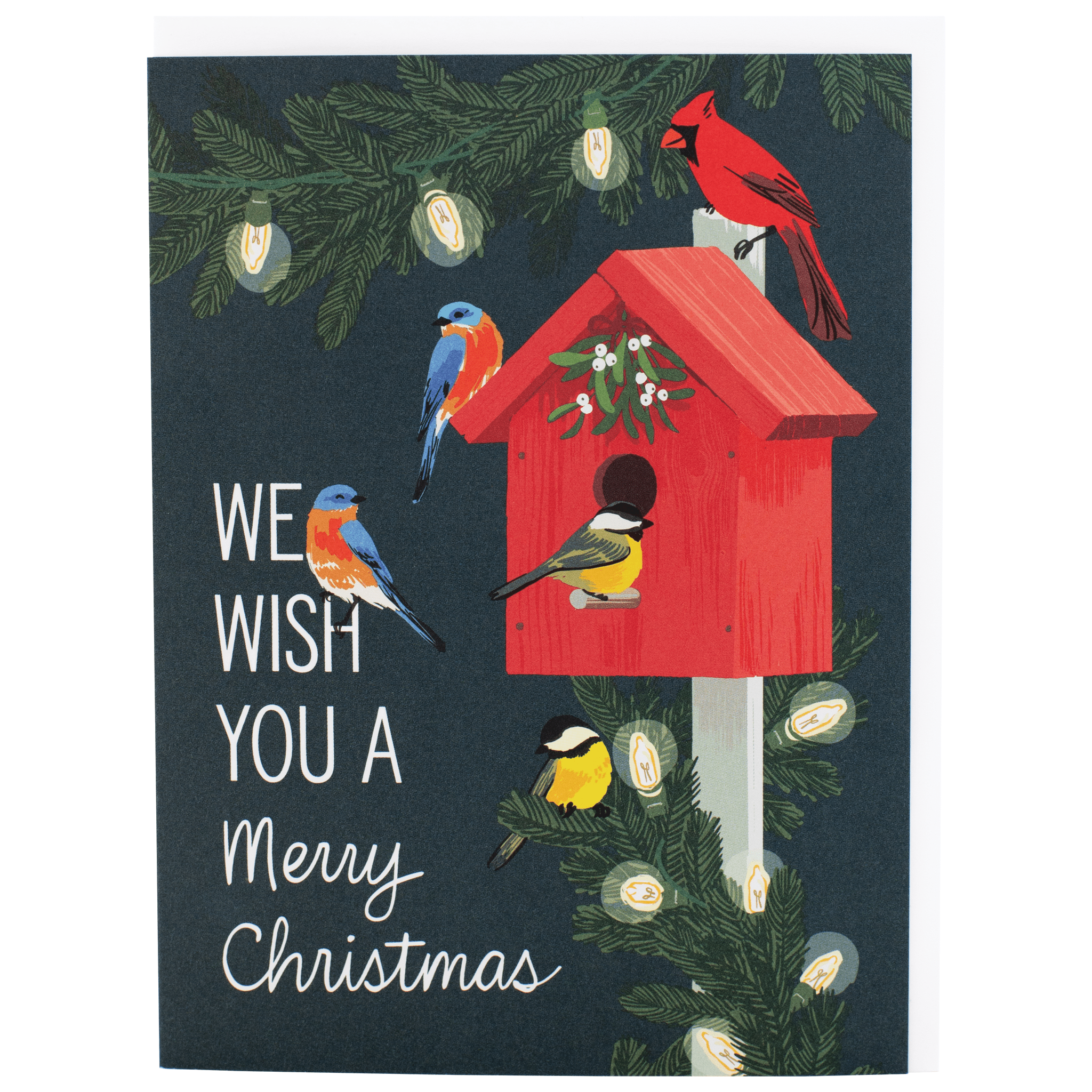 Birdhouse With Twinkle Lights Christmas Card - DIGS