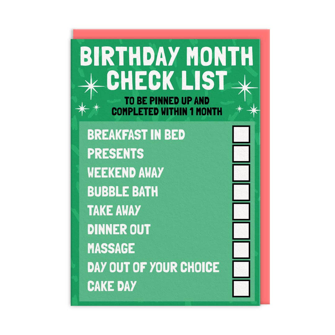 Birthday Month Checklist Card - DIGS