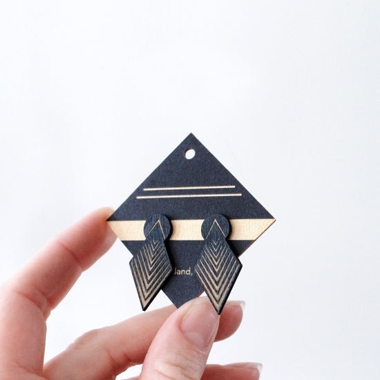 Black Drop Arrow Stud Earrings - DIGS