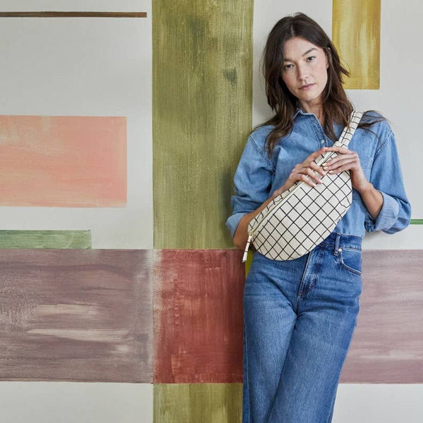 Block Print Grid Sling Bag - DIGS