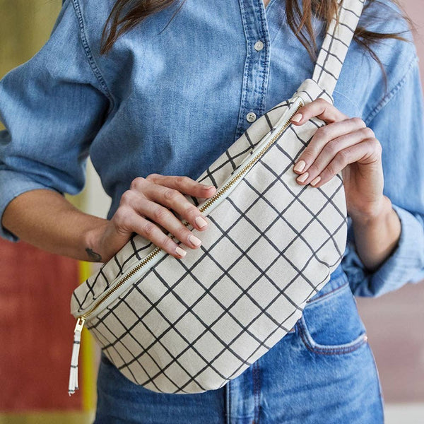 Block Print Grid Sling Bag - DIGS