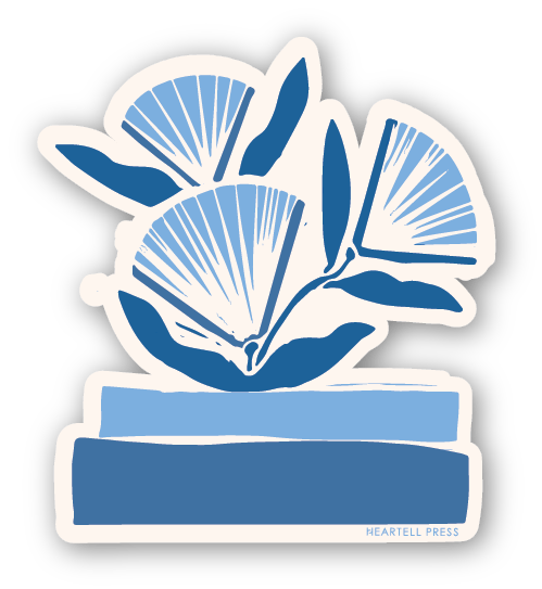 Blue Flowers w/ Books Sticker - DIGS