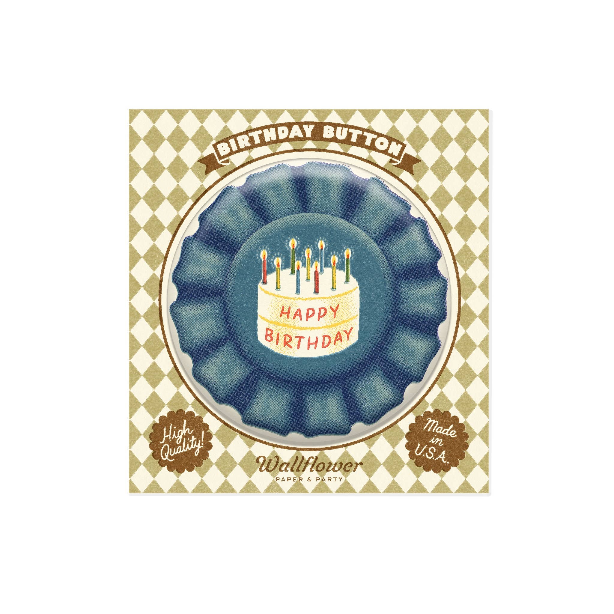 Blue Ribbon Birthday Button - DIGS
