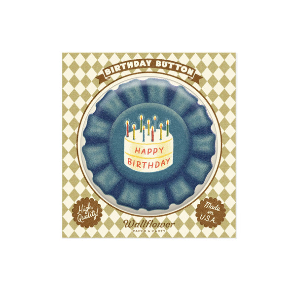 Blue Ribbon Birthday Button - DIGS