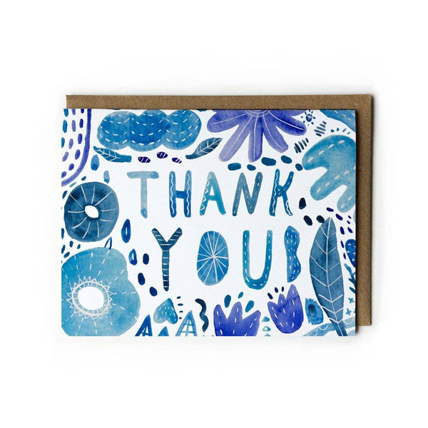 Blue Watercolor Thank You Card - DIGS