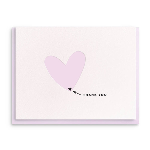 Bottom of Heart Letterpress Thank You Card - DIGS