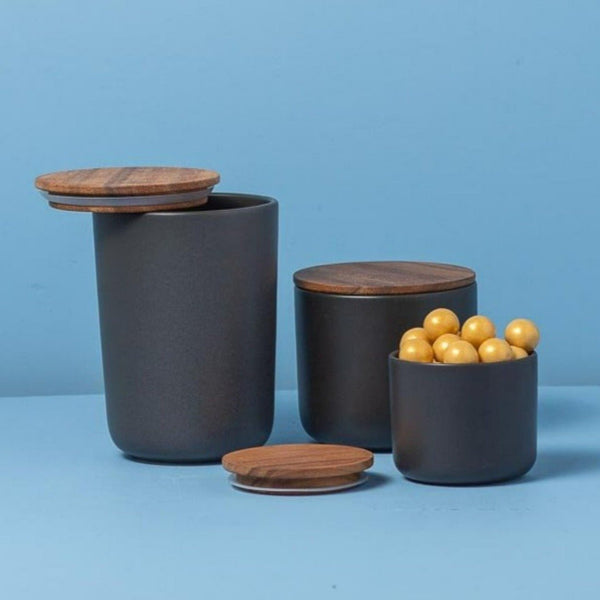 Brampton Stoneware Canisters: Black - DIGS