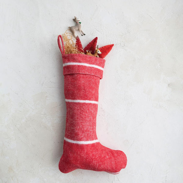 Brushed Cotton Flannel Stocking w/ Stripes - DIGS