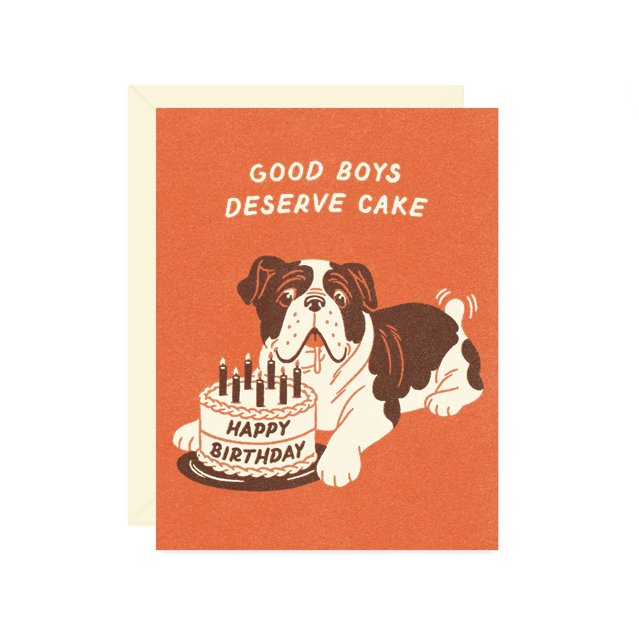 Bulldog and Cake Birthday Card - DIGS