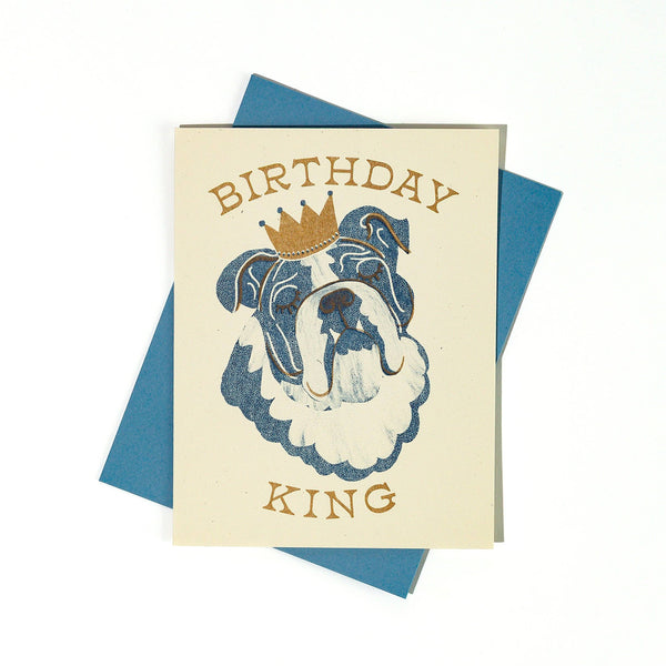 Bulldog Birthday King Card - DIGS