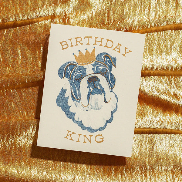 Bulldog Birthday King Card - DIGS
