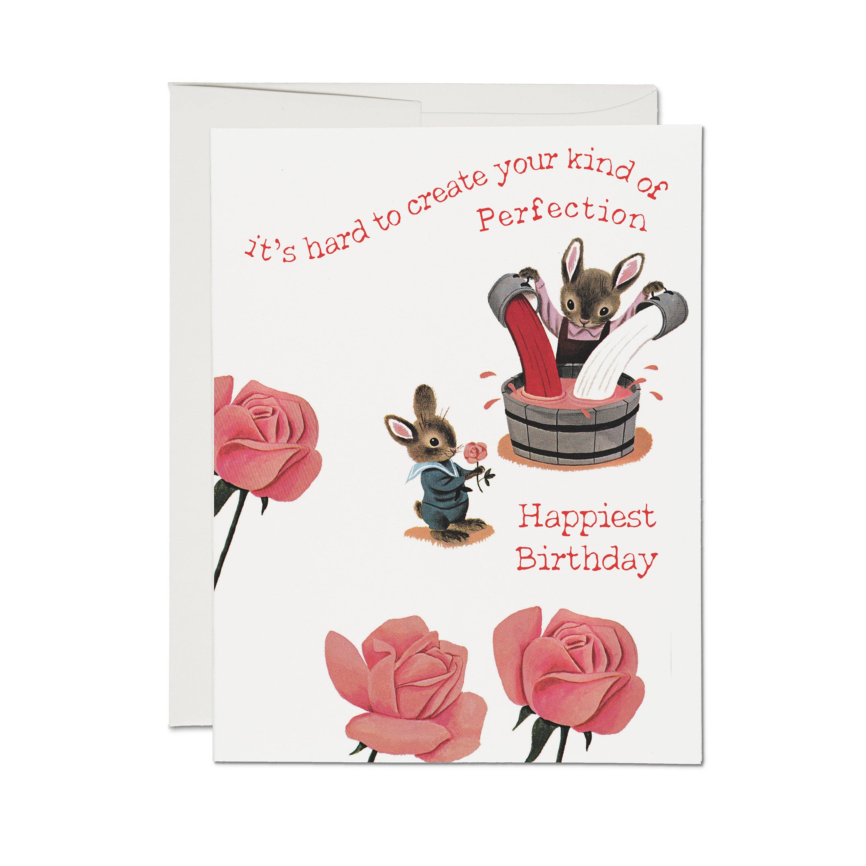 Bunny Rose Birthday Card - DIGS