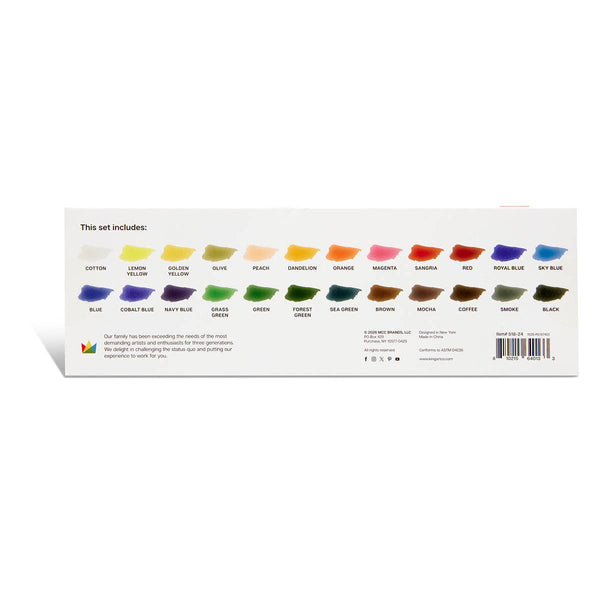 Watercolor Half Pans Tin – 24 Colors & Water Brush