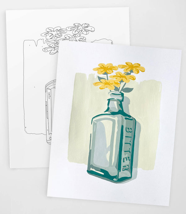 Modern Paint By Numbers Kit: Bottle Study
