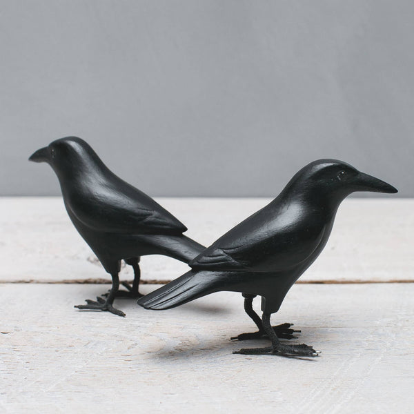 Hand Carved Mini Crow Looking Upwards