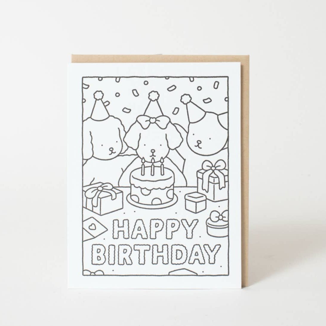 Cake Party DIY Coloring Birthday Card - DIGS