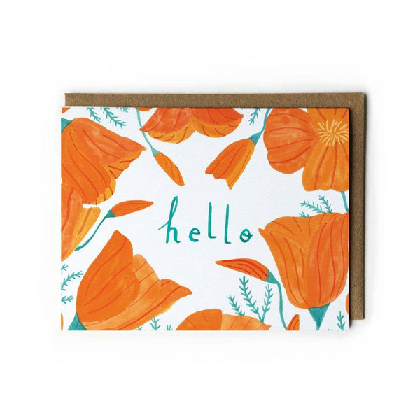 California Poppy Hello Card - DIGS