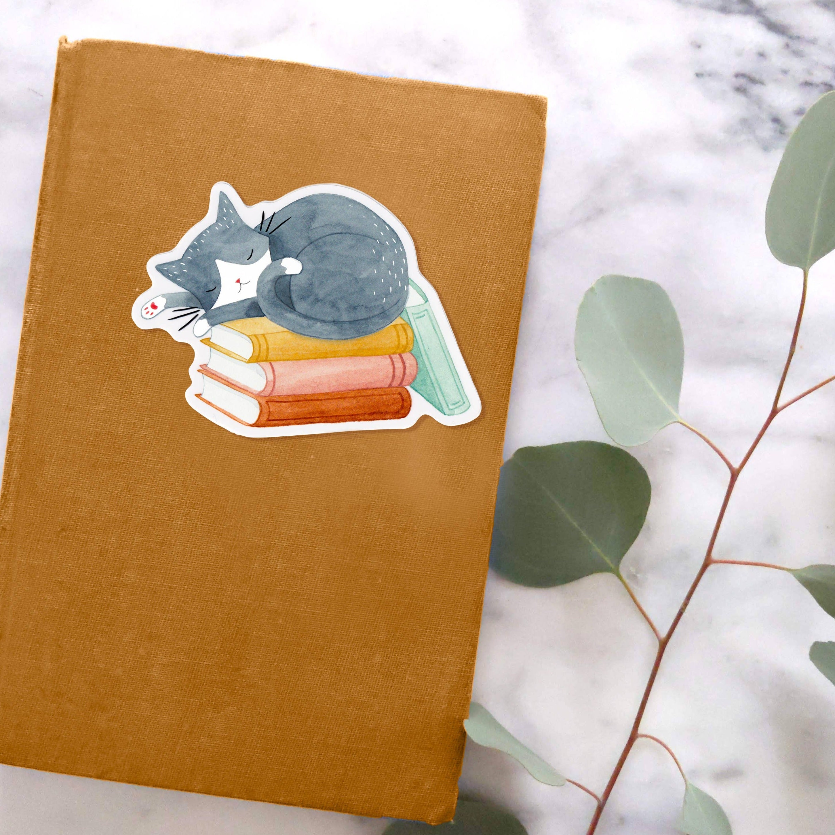 Cat and Books Sticker - DIGS