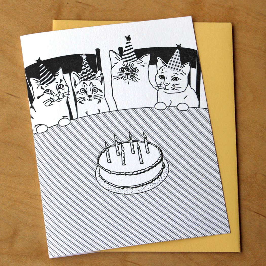 Cat Birthday Party Card - DIGS